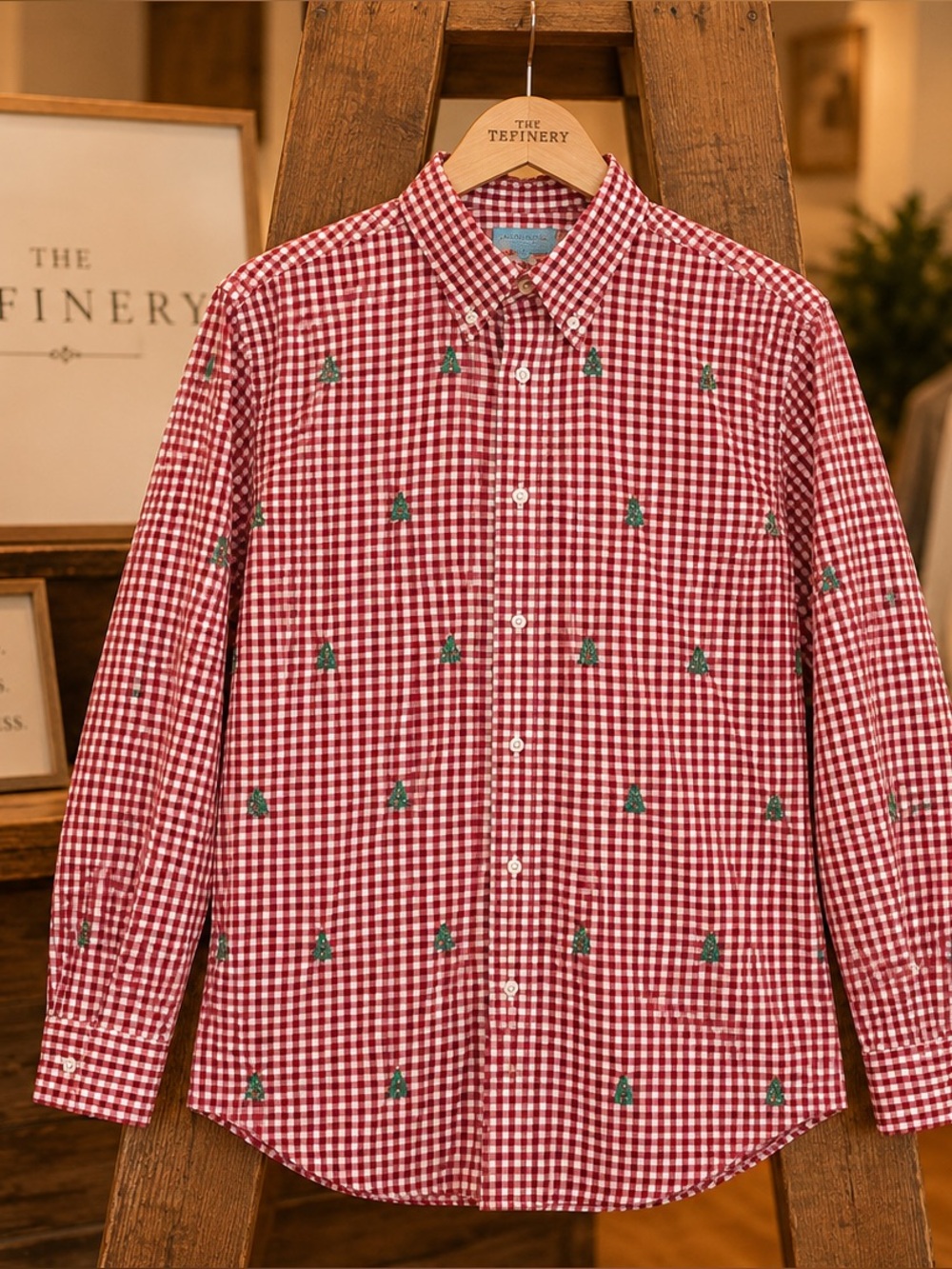 CASTAWAY- Nantucket Island PLAID Christmas red gingham Button up NWT